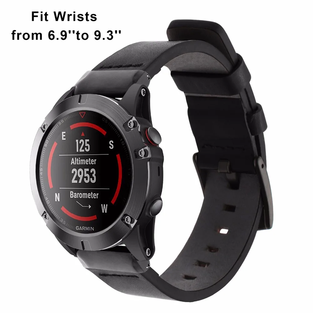 Ремешок для часов из натуральной кожи для Garmin Fenix 5X/5X Plus/5S/5/3/3HR/Forerunner 935/Approach S60