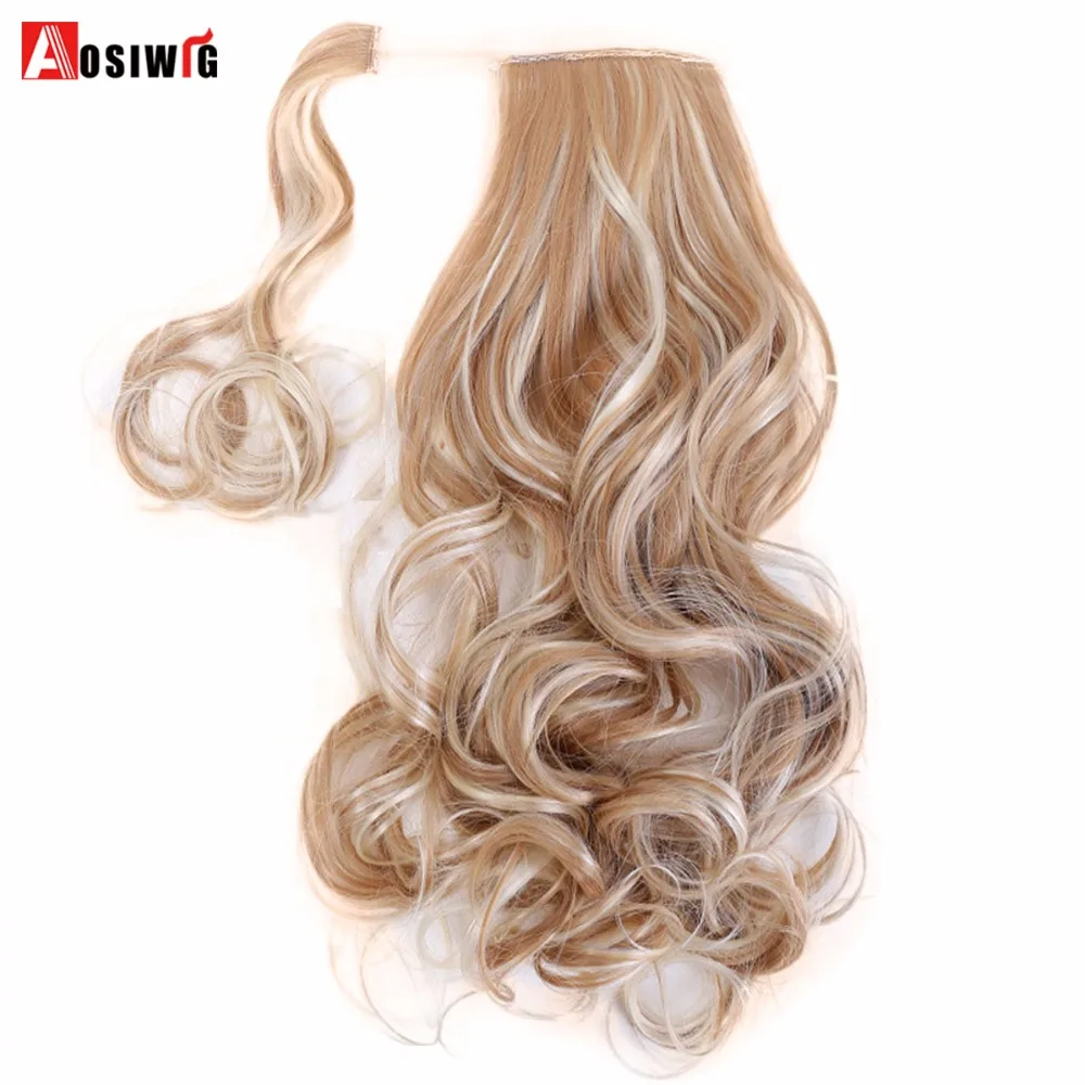 20" Long Wavy Synthetic High Temperature Fiber Drawstring Ponytail Hair Extensions for Women AOSIWIG | Шиньоны и парики