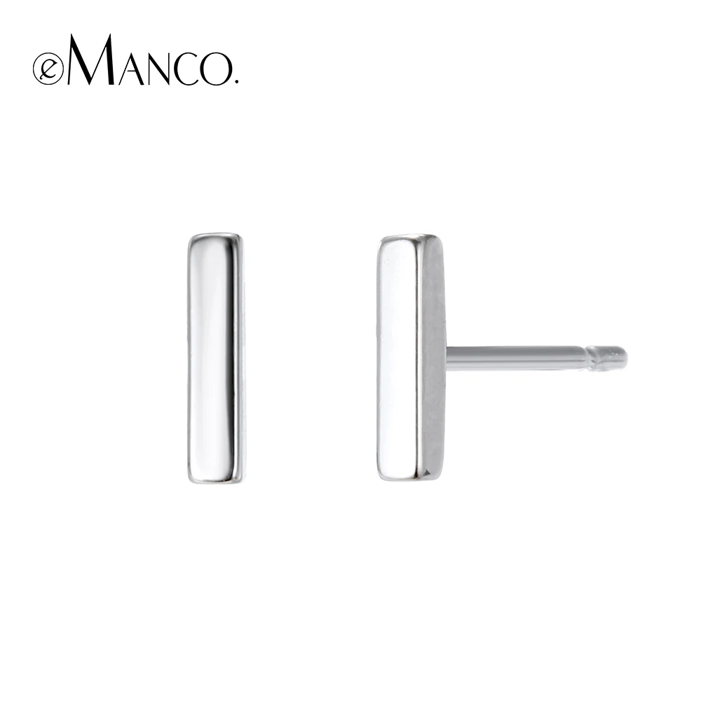 E-манко простые геометрические T бар серьги стержня для Для женщин Fine Jewelry квадратный 925 пробы серебро Oorbellen дизайн минимализм