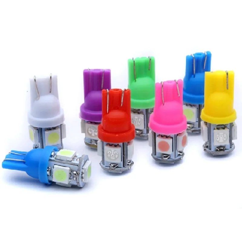 

100pcs T10 5smd 5 smd 5050 led w5w 194 168 Car Wedge Bulbs parking lights white red blue green yellow 12V 100X