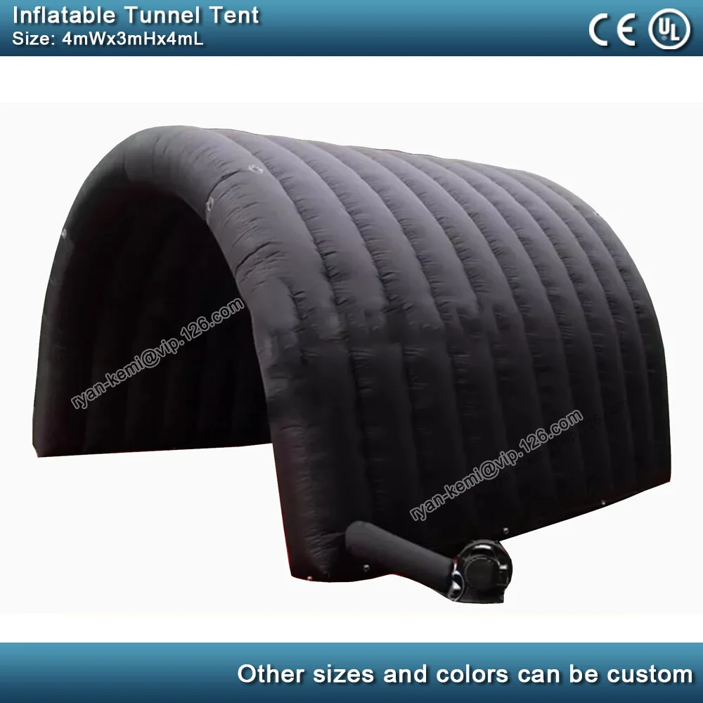 4mLx4mWx3mH black inflatable tunnel tent small inflatable sports tunnel