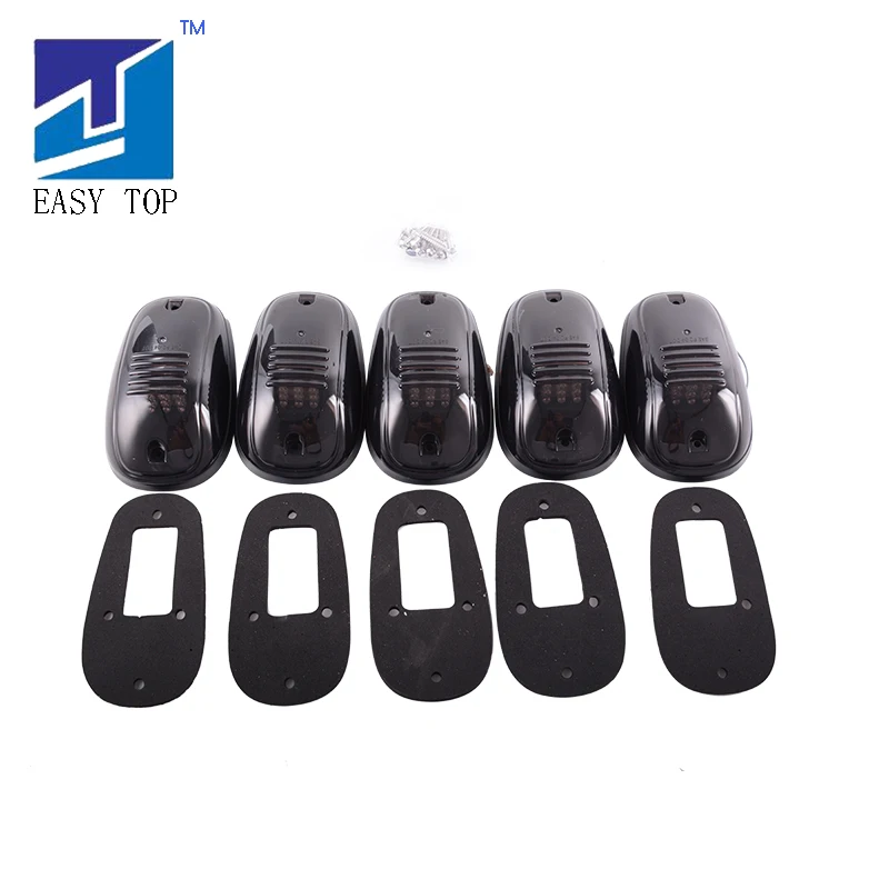5 Pcs Smoked Lens 12 White LED Cab Marker Clearance Light Roof Running