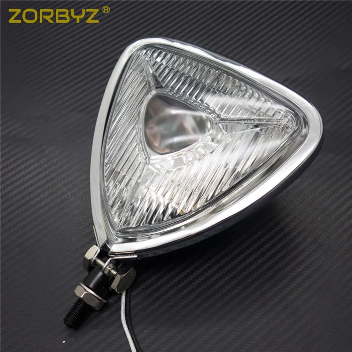 ZORBYZ мотоцикл хром треугольник фара лампа черный плоский задний для Harley Chopper поплавок на заказ - Цвет: Clear Glass
