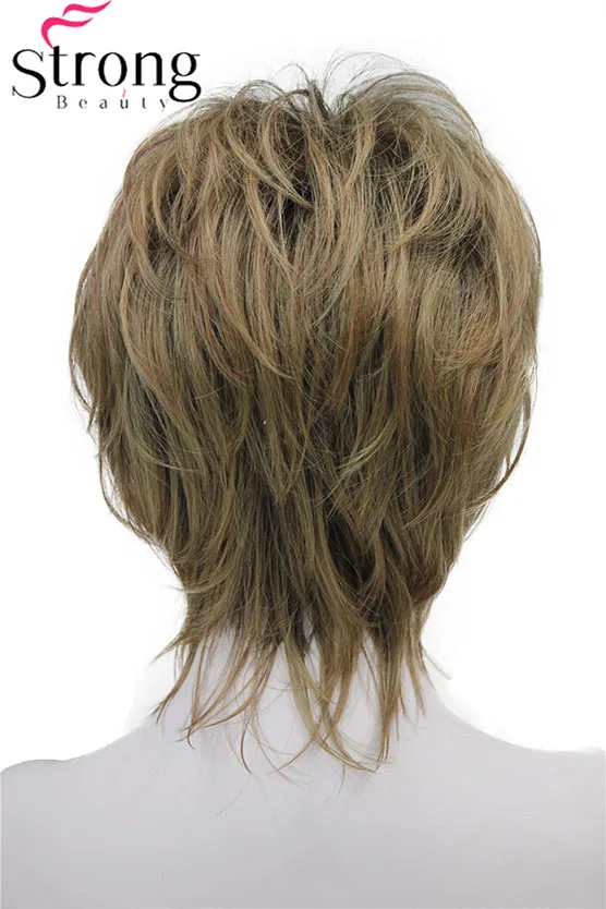 StrongBeauty короткий прямой коричневый микс синтетический парик пушистые женские волосы парики - Цвет: 248T-130