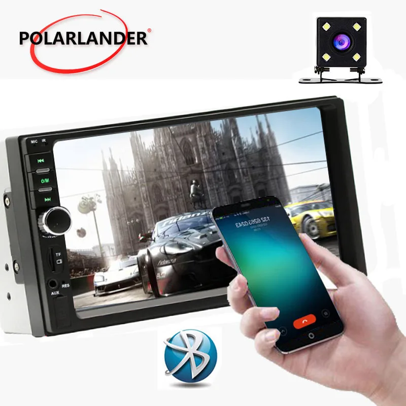 Tanie 2 DIN 7 cal Autoradio samochodowy radio stereo wideo FM MP5 MP4 USB AUX TF Bluetooth radio odtwarzacz kasetowy lustro Link na telefon z systemem android