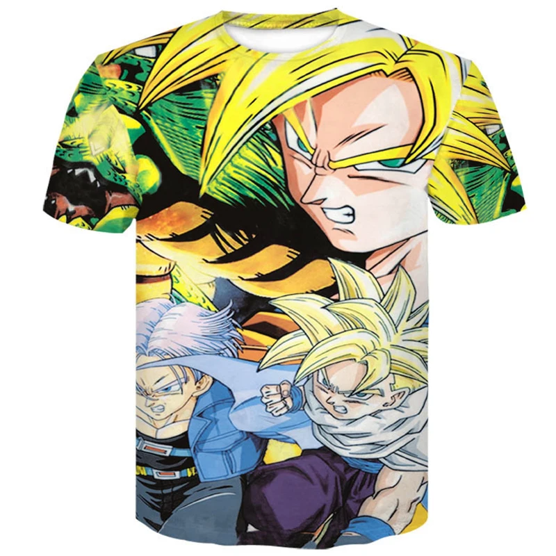 

menswear 2019 brand man clothes manga dragon ball z Super Saiyan Son Goku 3D Print Anime Casual breathable Summer short sleeve