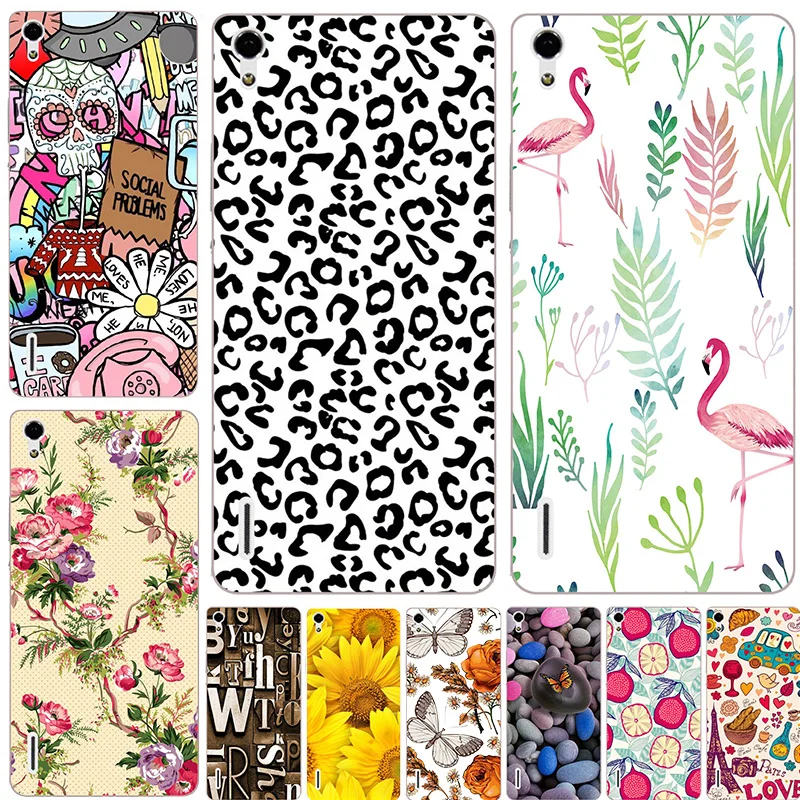 

hard Plastic phone case cover For Huawei Ascend P7 P7-L10 P7-L00 phone shell printing design Painted hard case shell Flower