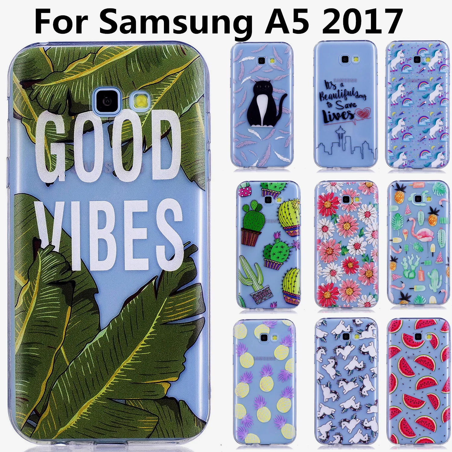 Leave Print case for Samsung Galaxy A5 2017 soft silicone Case cover capa Coque back Funda shell Bumper bag |
