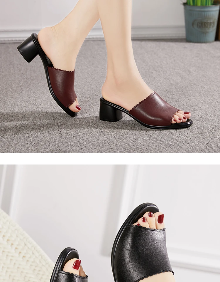 GKTINOO/женские шлепанцы; коллекция года; женские летние тапочки; женская обувь на высоком каблуке; модная летняя обувь из натуральной кожи