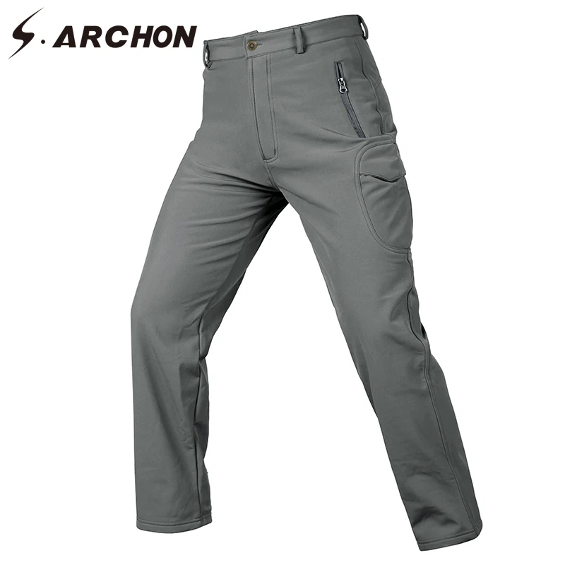

S.ARCHON Military Camouflage Waterproof Combat Pants Men Windproof SoftShell Army Trouser Male Winter Warm Tactical Fleece Pants