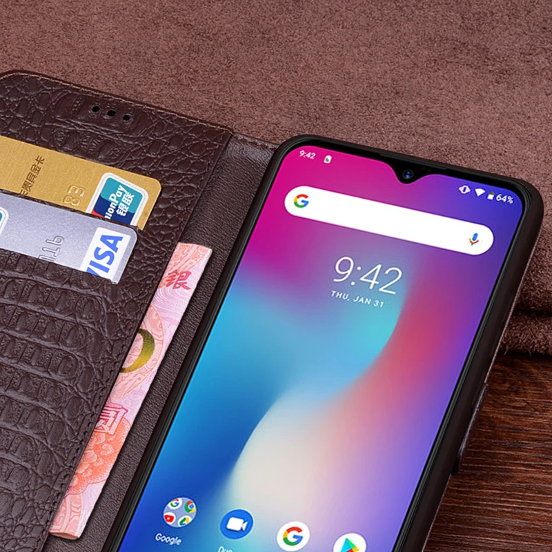 Флип чехол из натуральной кожи для UMIDIGI Power защитный телефона кожаный кошелек