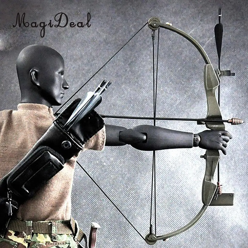 High Quality 1/6 Scale Black Bow&Arrow Set for 12 Inch Action Figures Man Male Body Dolls Accs Children Boys Toys