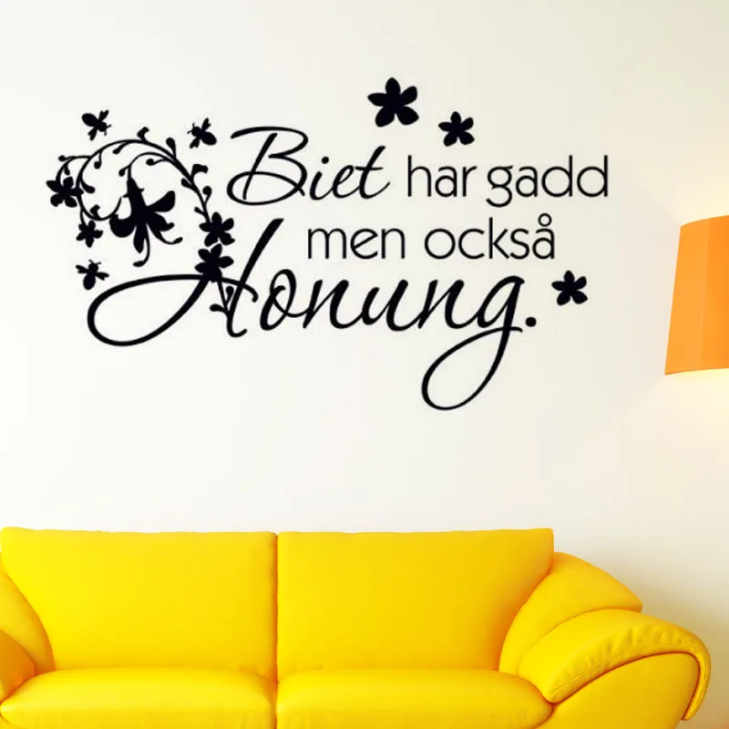 DCTOP Bee Has Gone But Also Honey Wall Decals Swedish Living Room Removable Flowers Sticker Home Decor PVC Wallpaper | Дом и сад