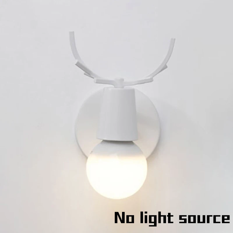 without Bulb Современный Креативный металлический светодиодный настенный светильник 220 V черный/белый шофар Деревянные Настенные светильники для Обеденная исследование E27 Nordic Спальня Wandlamp - Цвет абажура: without Bulb