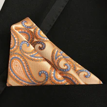 QXY mens fashion pocket square men tie handkerchief personality paisley polyester silk scarf F032