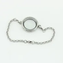 Высокое качество нержавеющая сталь серебро 30 мм Круглый Кристалл Магнитный подвешиваемый кулон браслет