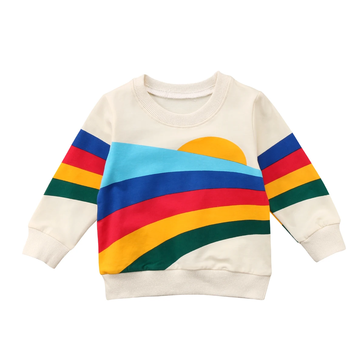 Baby Girls Kid Clothes Rainbow Sweatshirt Top Toddler Adorable Baby Girls Long Sleeve Colorful