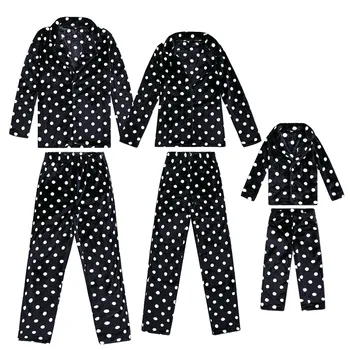 

Family Matching Outfits Christmas Pajamas Winter new father mother boy girl suit warm home service flannel wave point clothing