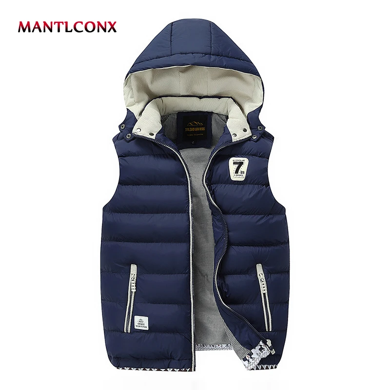 

MANTLCONX 2019 Fashion Vest Men Spring Jackets Thick Vests Man Sleeveless Coat Male Warm Padded Waistcoat Men gilet veste hommes