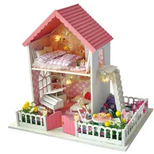 DIY Кукольный дом Миниатюрный Кукольный домик Каса модель деревянное здание виллы наборы с мебель пылезащитный чехол Подарочная игрушка для детей TB2# E