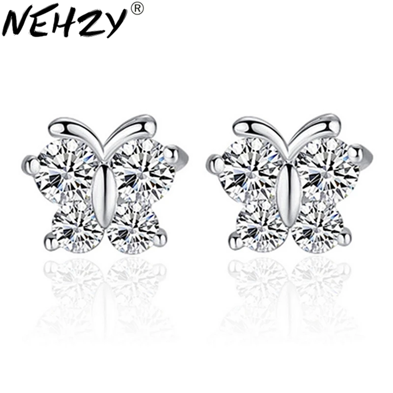 

Silver earrings crystal cute little butterfly Miss Gao Pinzhi new retro fashion jewelry gift