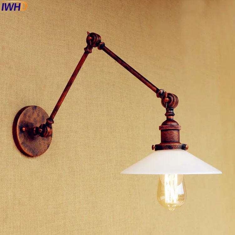 

IWHD Rustic Vintage Retro Wall Lights For Home Lighting Loft Industrial Adjustable Swing Long Arm Lamp LED Stair Light Lamparas