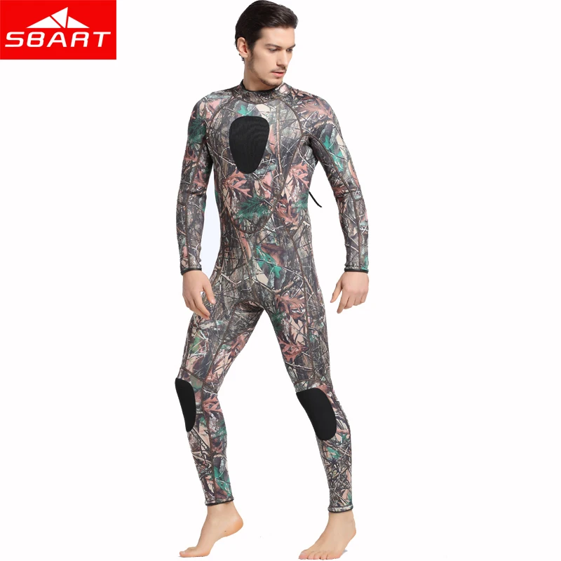 

SBART 3MM Neoprene Camouflage long sleeve diving suit Men One piece thicker Keep Warm Snorkeling swimming surfing Wetsuits