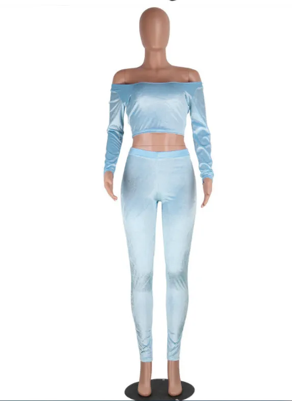 women velvet two pieces set suits 14_