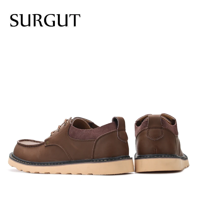 SURGUT 2019 Hot Sale Men's Shoes Genuine Leather Design Summer Breathable Shoes Spring Autumn Working Shoes Men Casual Shoes