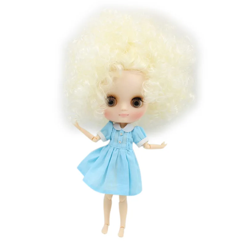

middie blyth doll yellow little curly with big hair QE300 joint body blyth middle doll with Handset fashion dolls bjd