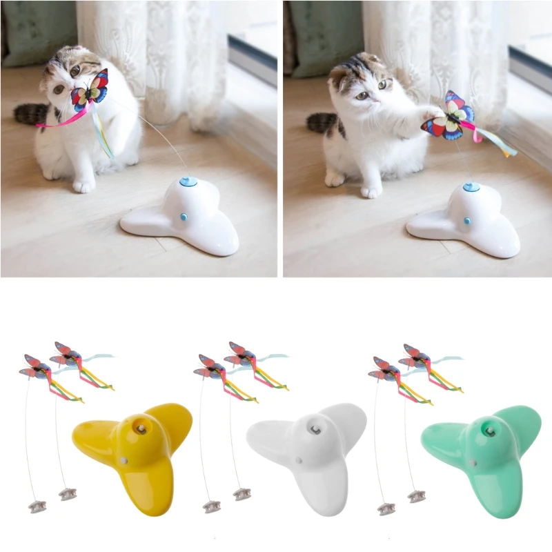 

Electric Rotating Butterfly Cat Toys Two Flashing Interactive Cat Teaser Toy-M15