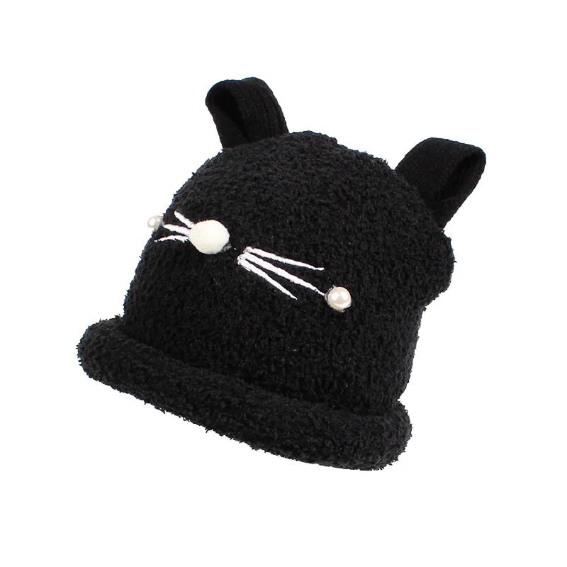 Cat Baby Hat For Girls Newborn Photography Props Cute Soft Children Hat With Ears Cotton Solid Winter Warm Baby Beanie For Girls (5)