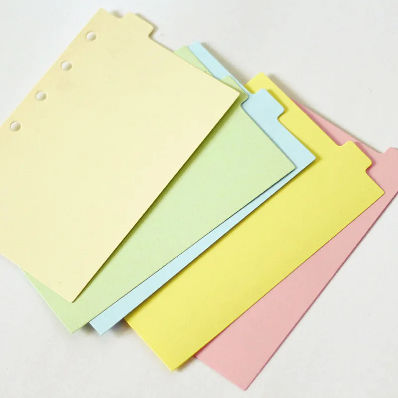 

5pcs/set A7 Colored Binder Index Dividers Planner Dividers for Loose Shell Notebook Standard 6 Holes School Supplies Stationery