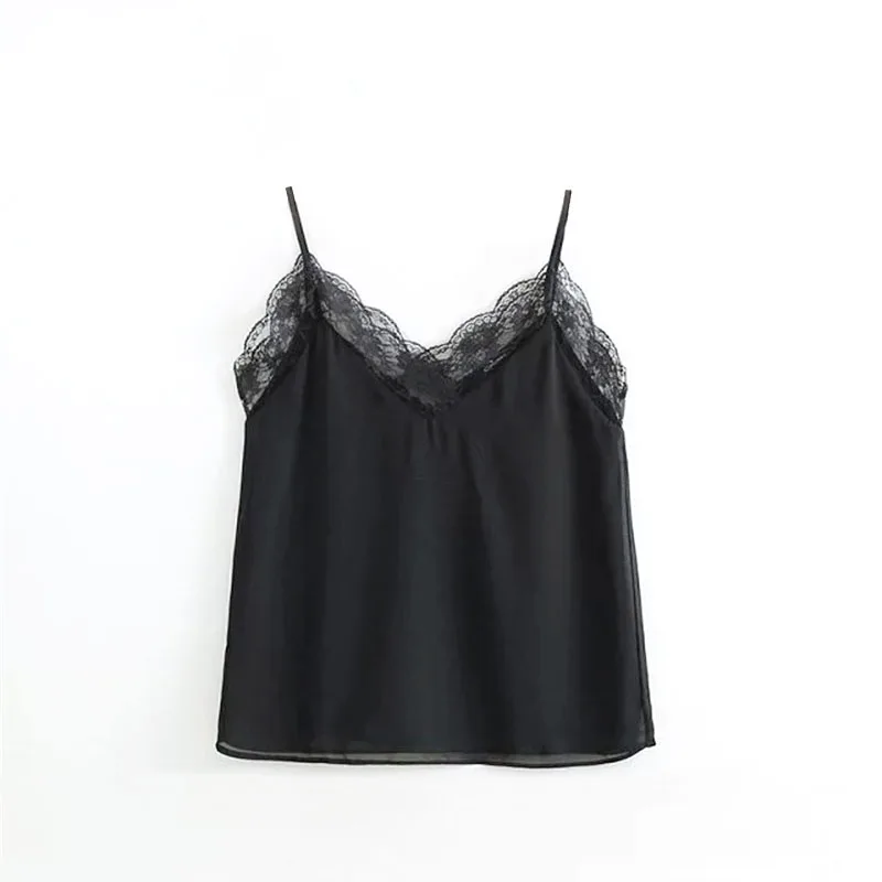 

Summer Tank Top Women Elegant Sleeveless V Neck Silk Basic Tops Blusas Casual Vest Camisole Crop Tops Black Women