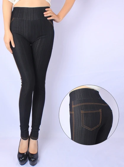 Новое поступление весна и осень стиль высокое качество супер эластичный деним мягкий хлопок 5XL плюс размер леггинсы женские брюки - Цвет: ZKD black