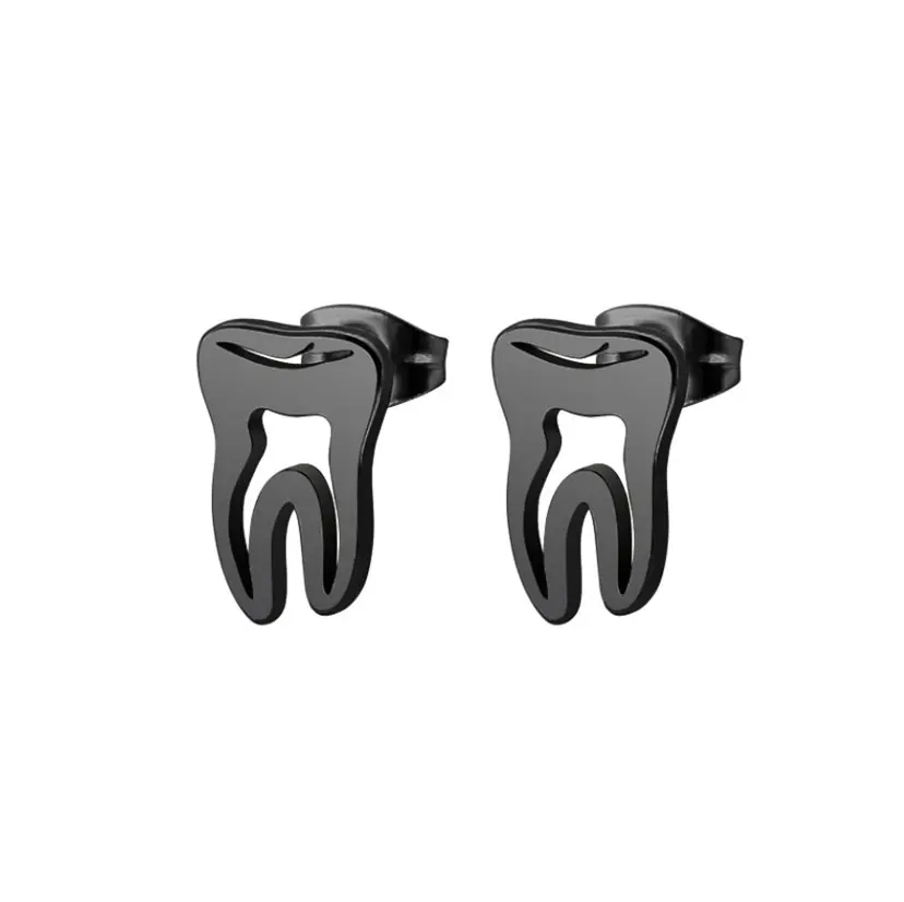 1Pair Funny Tooth Earrings Studs Stainless Steel Earring Dentist Women