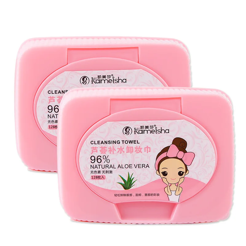 

Aloe Moisturizing Makeup Remover 128 Piece Box Deep Cleansing Eye & Lips Gentle Disposable Cleansing Wipes