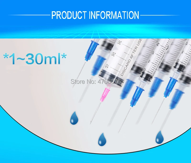 Injector descartável estéril com agulha seringas de