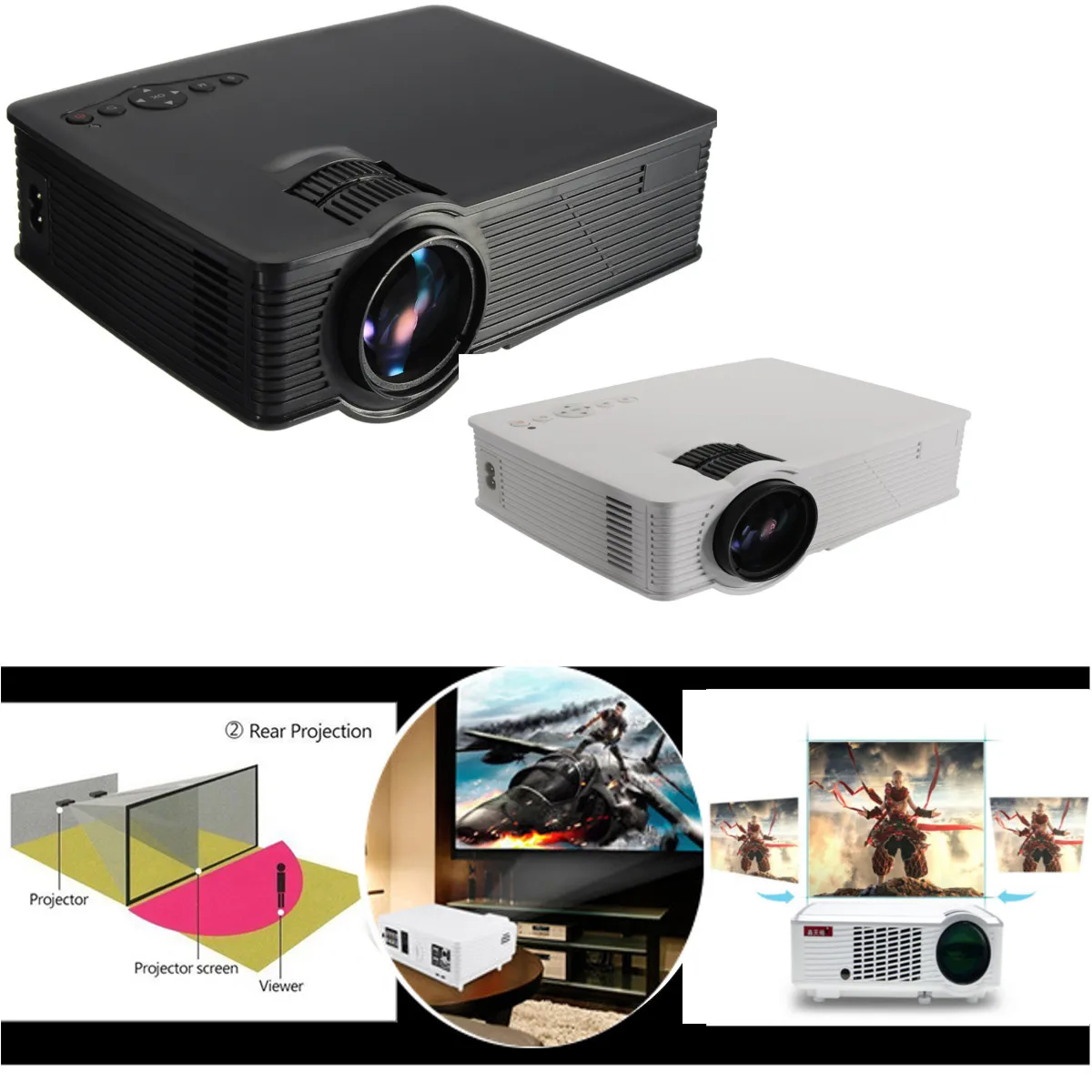 LED WIFI Projector 1080P HD Android4.4 3D Multimedia Beamer for Theater Home Cinema Presentation Video TV Movie with adapter LED WIFI Projector 1080P HD Android4.4 3D Multimedia Beamer for Theater Home Cinema Presentation Video TV Movie with adapter