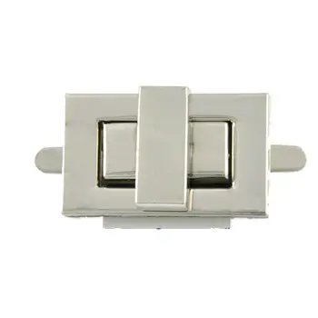 

New Rectangle Shape Clasp Turn Lock Twist Lock DIY Leather Handbag Bag Hardware, Silver