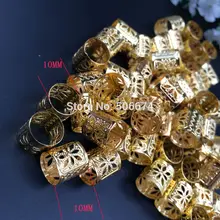 100 шт позолоченные бусины для волос 10/10 мм, регулируемые запонки для волос, зажим 10 мм+ 3 шт,, для укладки волос, сделай сам