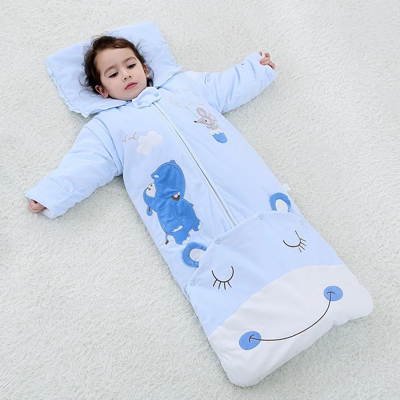 

Thickening Winter Baby Sleeping Bag Diamond Fleece Anti-kick Infant Sleeping Bag Removable Sleeves Chilr Envelope Sleeping Sacks