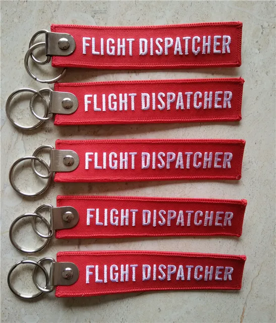 flight dispatcher avaition fabric embroidery keychain in key rings flight dispatcher