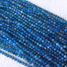 Натуральный Синий Апатит граненый небольшой круглый бусины 2-4 мм 1" 05412