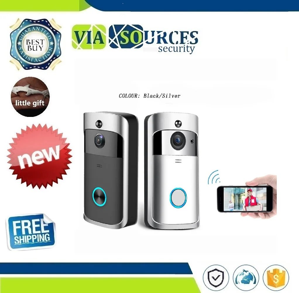 

WiFi Smart Wireless Security DoorBell HD 720P Visual Intercom Recording Video Door Phone Remote Home Monitoring Night Vision