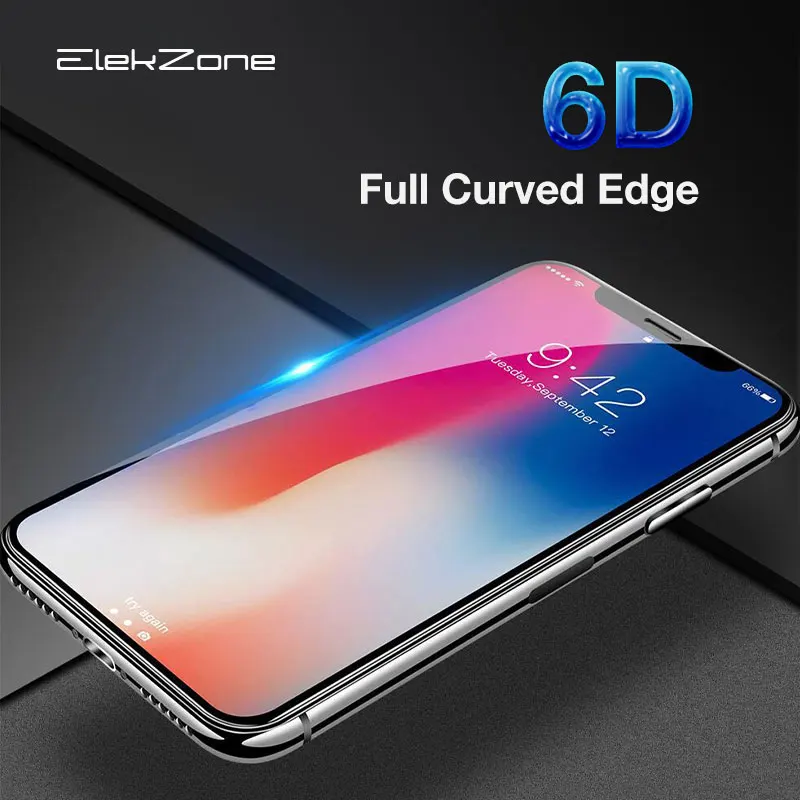 

For iPhone X Tempered Glass Screen Protective Film For iPhoneX 5.8 inch 6D Glass Full Cover Film Curved Edge For iPhone x