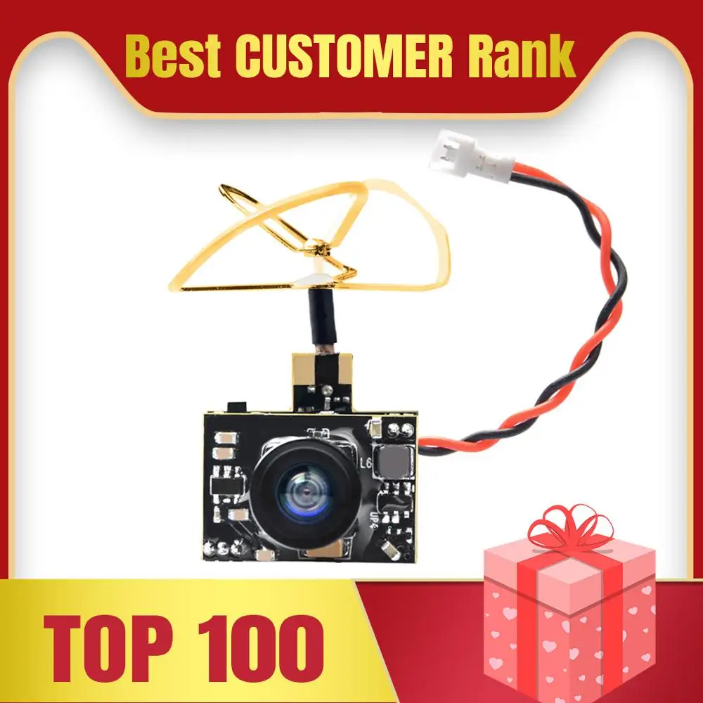 

AKK A2 5.8Ghz 40CH 200mW FPV Transmitter Raceband 600TVL 1/4 Cmos Mini FPV Micro AIO Camera with Clover Antenna for FPV Drone