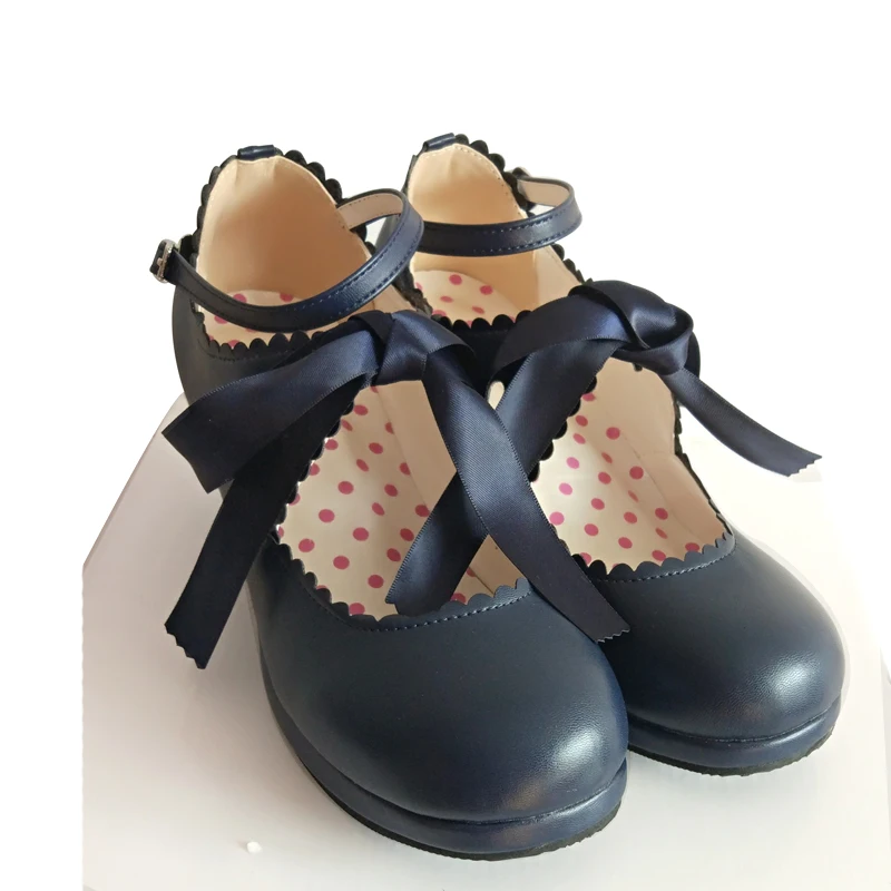 Женские туфли лодочки из мягкой кожи с круглым носком на платформе|lolita shoes|party