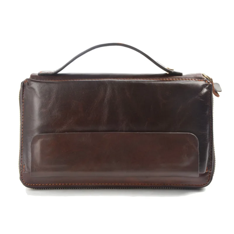

New Fashion Business Men Long Wallets Natural Real Leather Male Genuine Leather Cash Purses Clutch Men Card Holders Organizer