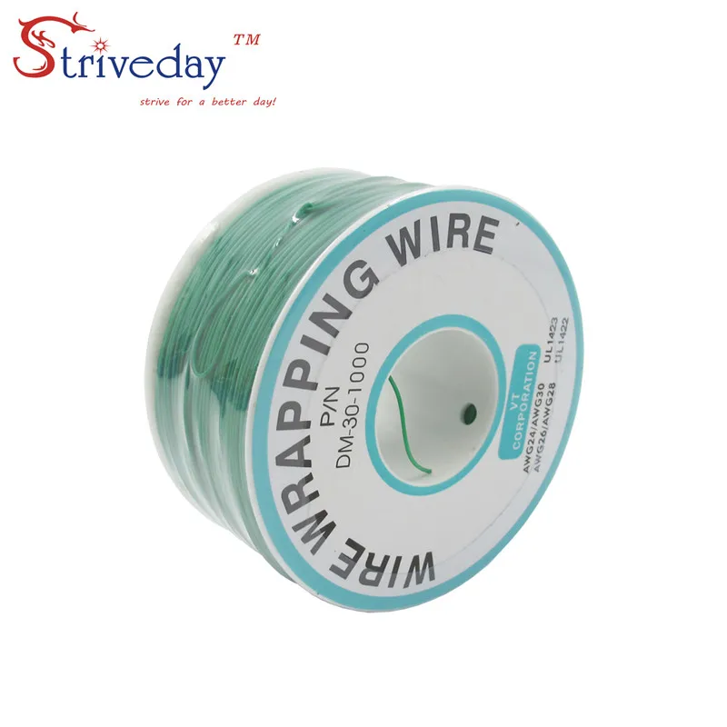 250 метров 820ft Электрический провод 10 цветов одножильный Медный AWG30 кабель OK провода и PCB провода DIY Кабель - Цвет: Green